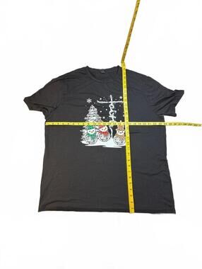 PJ Manfinity XXL Black T-Shirt with Festive Snowman and Cross Design